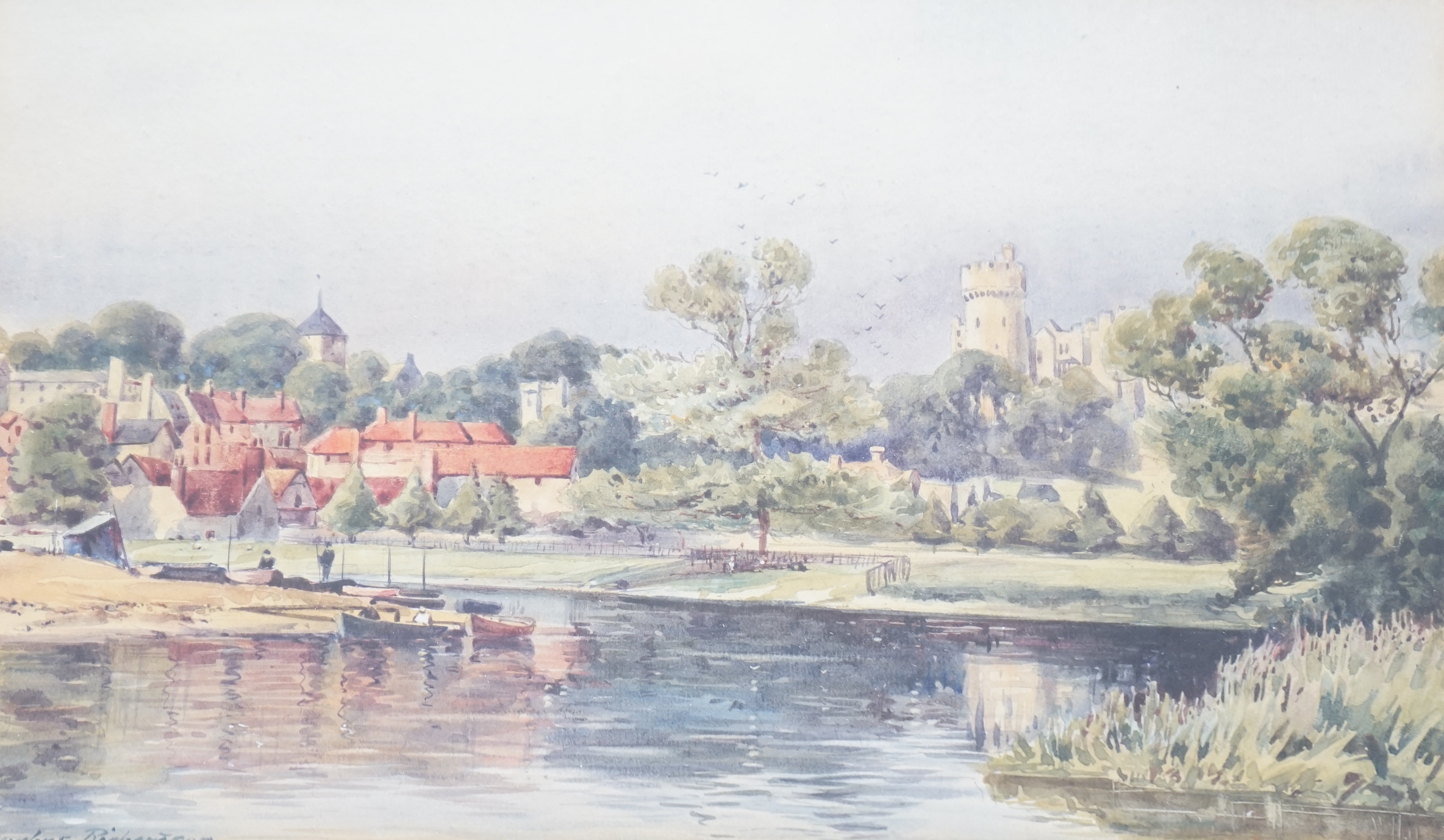 F Hughes Richardson (20th . C) two watercolours, The Town Clock, Steyning and a river landscape, each signed, largest 29 x 22cm